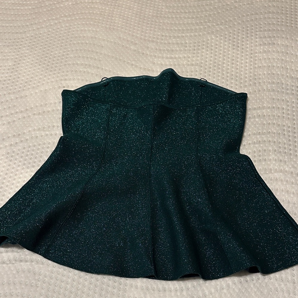 ⛔️ Anthropologie Pilcro Sparkling Dark Green staples Top size Large box 5 - Picture 5 of 5